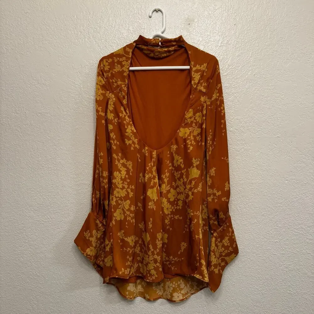 Free People Aries Floral Mini Dress Yellow Size Medium Fairy Retro Festival